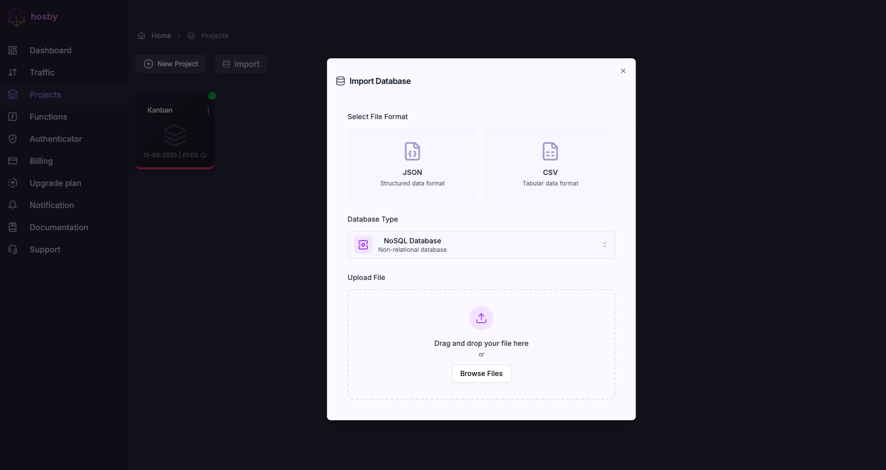 Dashboard screen